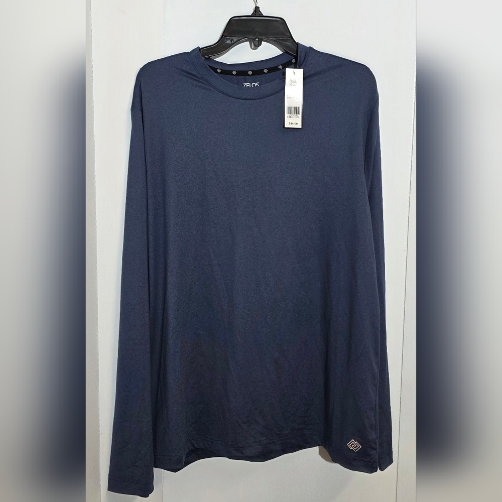 Zelos Shirt Mens L Blue Active Gym Workout Stretch